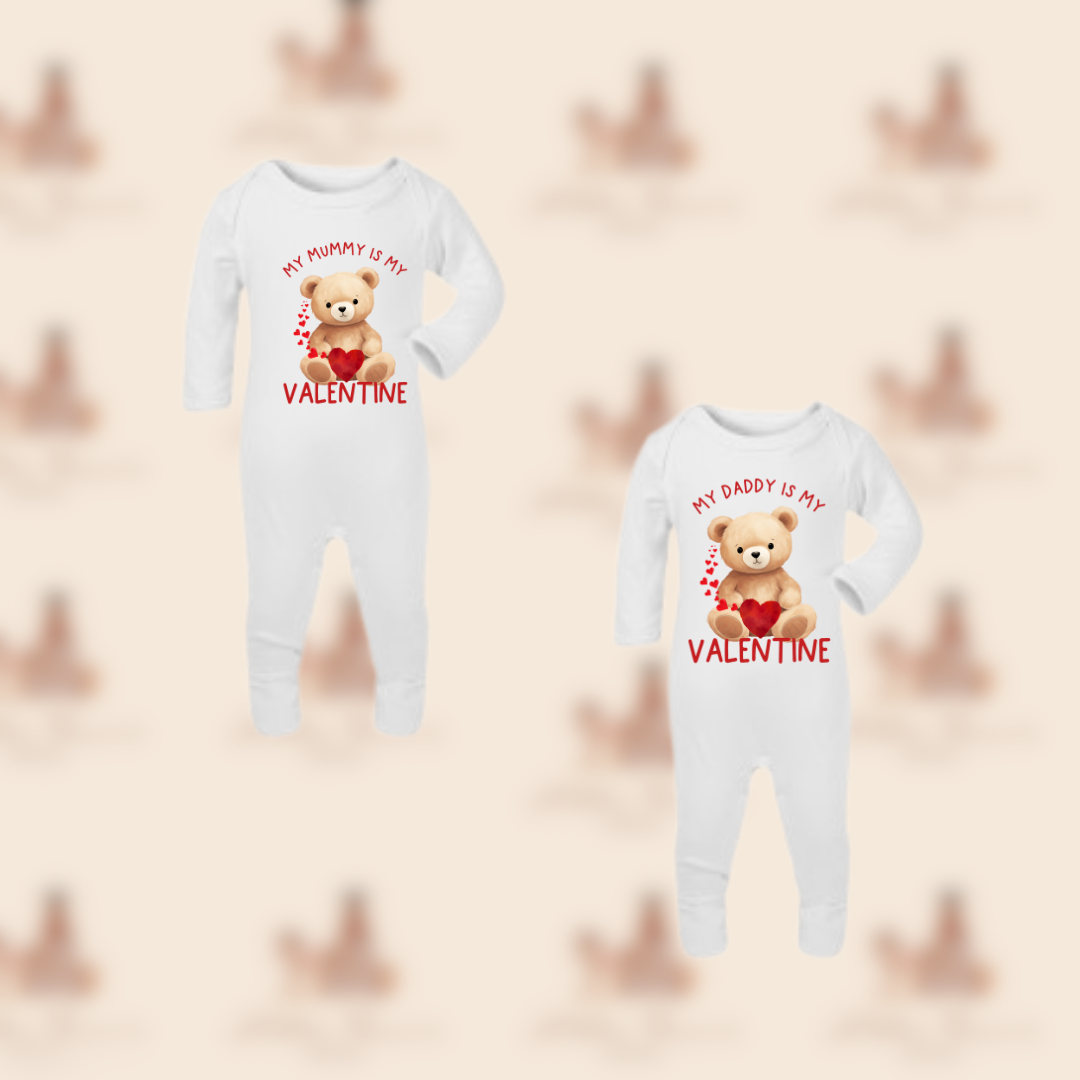 Mummy/daddy Valentine sleepsuit