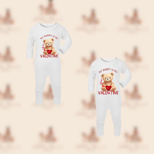 Mummy/daddy Valentine sleepsuit