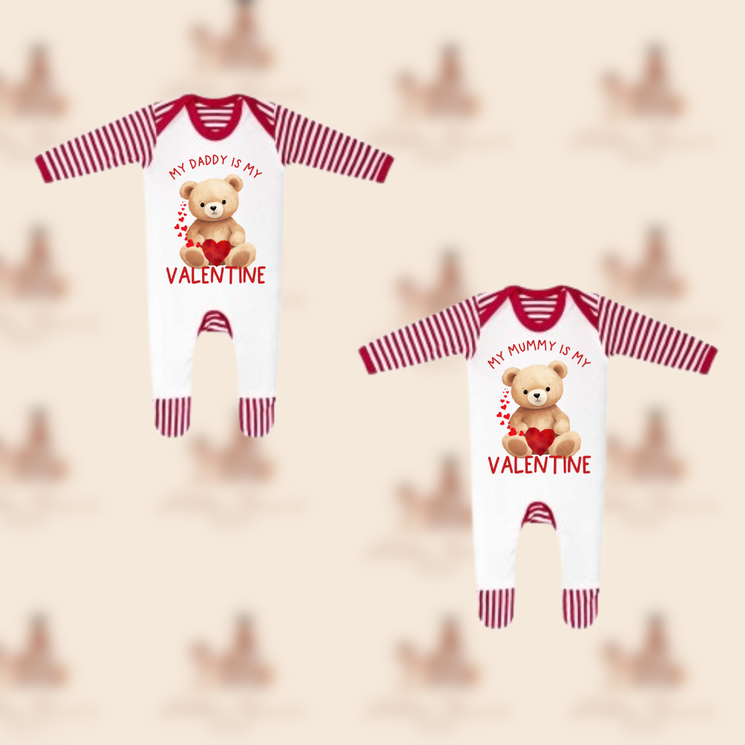 Mummy/daddy Valentine sleepsuit