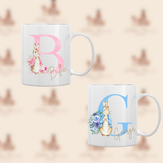 Bunny initial & name mugs